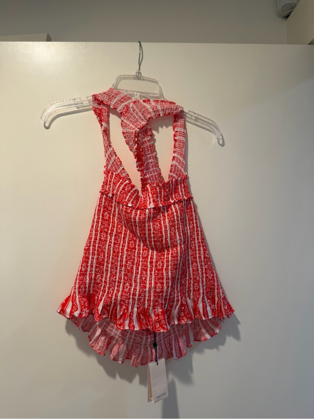 cinq a sept Aurora/Ivory Smocked Ruffle Halter Top